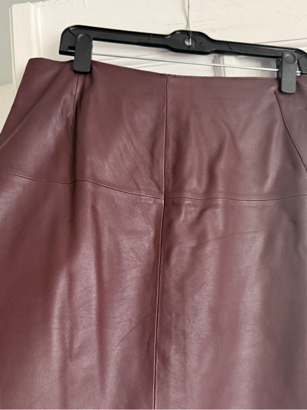 100% Leather Emerson Rose A-Line Skirt in Deep Burgundy